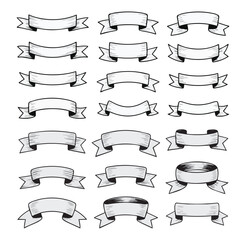 Collection of Hand Drawn Banners and Ribbons Perfect for Adding a Vintage Flair to Designs and Scrapbooking Projects