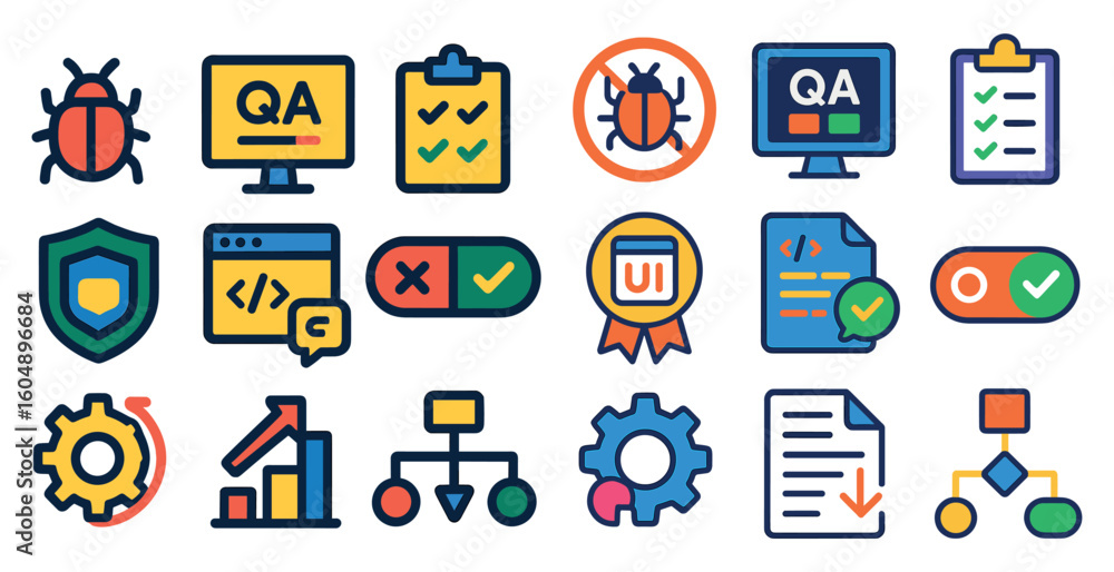 Aufkleber collection of icons for various computer programs and applications. the icons include a check mark, 