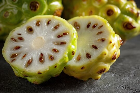 Close-up of sliced tropical fruit