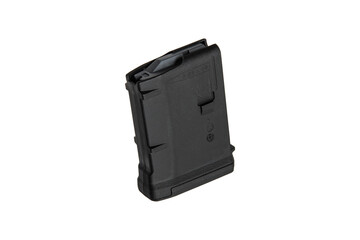 A black rifle magazine, isolated vertically on a white back