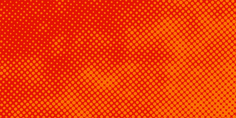 Obraz premium Dots halftone orange color pattern gradient texture with technology digital background. Dots pop art comics