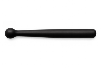 Police baton resting horizontally, viewed from overhead, highlighting professional security equipment against transparent surface