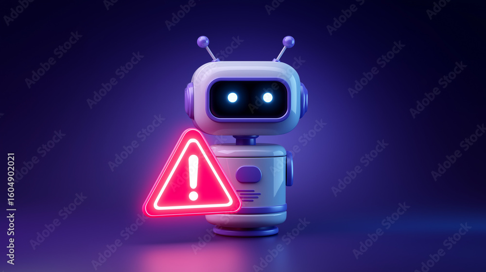 Poster ai chatbot error concept illustrating system malfunction and warnings
