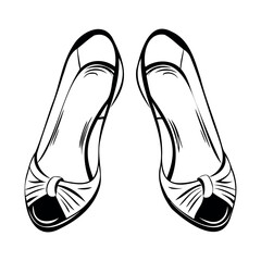A pair of elegant high-heeled shoes with a bow detail. The shoes are black and white, showcasing a stylish design suitable for formal occasions.