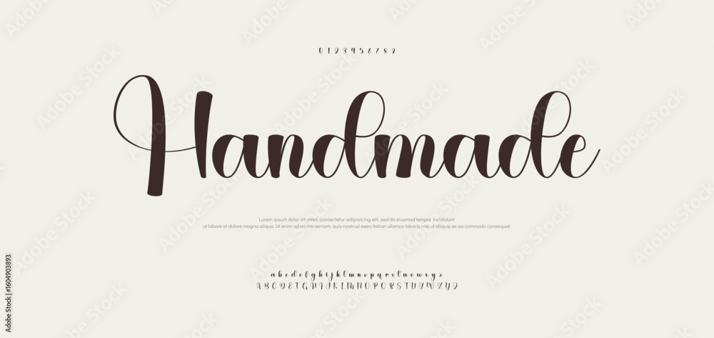 Fototapete hand made font uppercase lowercase and number. modern monoline signature script font. elegant signat