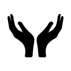 Silhouette of two hands reaching up, symbolizing support, hope and generosity