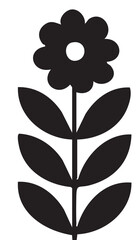 Folk Flower EPS Vector – Bold Linocut-Inspired Floral Clipart, Scandinavian Folk Art Bloom, Black Silhouette Flower for Crafting, Cricut, Laser Cut, Boho Decor
