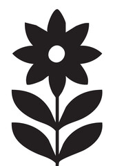 Folk Flower EPS Vector – Bold Linocut-Inspired Floral Clipart, Scandinavian Folk Art Bloom, Black Silhouette Flower for Crafting, Cricut, Laser Cut, Boho Decor