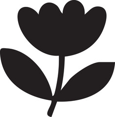 Folk Flower EPS Vector – Bold Linocut-Inspired Floral Clipart, Scandinavian Folk Art Bloom, Black Silhouette Flower for Crafting, Cricut, Laser Cut, Boho Decor