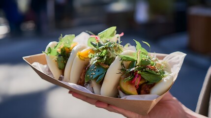Crispy Chicken Bao Buns with Fresh Herbs & Pickled Veggies