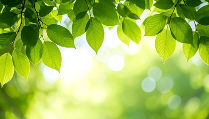 Lush green leaves with bokeh background