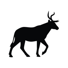 Fototapeta premium Silhouette of an antelope walking isolated on white background