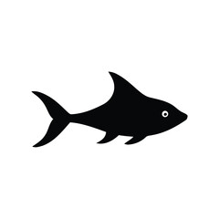 Obraz premium Black shark silhouette isolated on white background