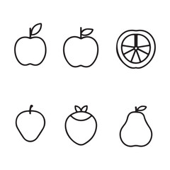 Fresh Fruit Icons Set