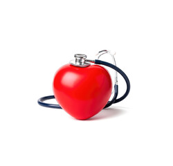 Medical Concept of Heart Health with Stethoscope and Red Ball on transparent background PNG