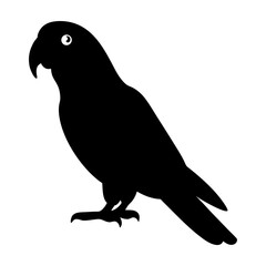 Fototapeta premium Elegant black silhouette of a parrot standing against a white backdrop