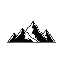 Mountain range silhouette isolated on white background