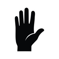 Obraz premium Black silhouette of an open hand raised upwards isolated on white background silhouette