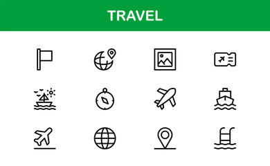 Vibrant Travel Icons – Modern Vector Set for Tourism, Adventure, and Vacation Projects – Perfect for Designers