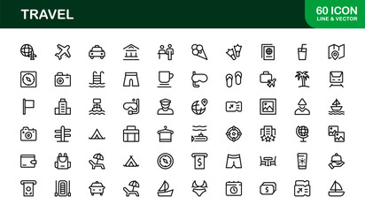 Vibrant Travel Icons – Modern Vector Set for Tourism, Adventure, and Vacation Projects – Perfect for Designers