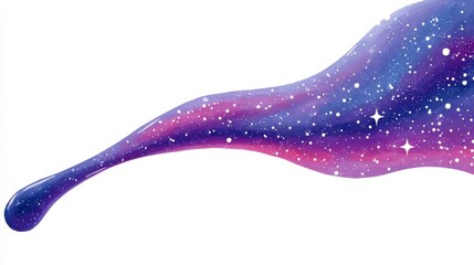 Vibrant Paintbrush Tip Dripping with Galaxy Stars and Cosmic Colors in Shades of Purple and Blue