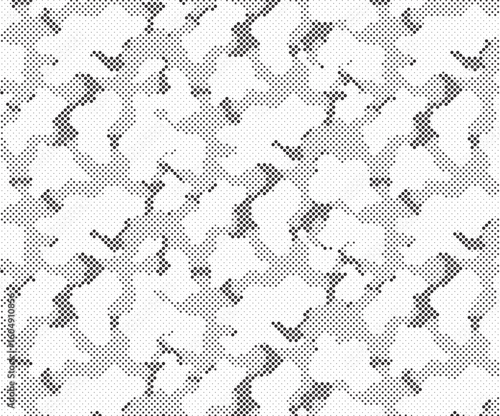 Aufkleber abstract halftone seamless camouflage pattern. repeating digital dotted hexagonal camo military text