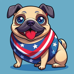Patriotic Pug Dog Cartoon
