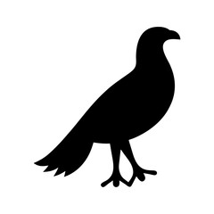 Fototapeta premium A black silhouette of a bird standing on the ground plain background