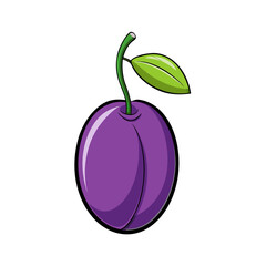 Creative Vector Style Plum on White Background