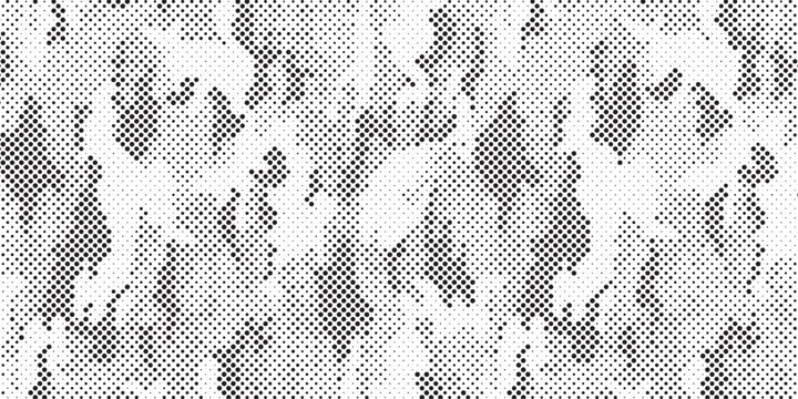 Abstract halftone seamless camouflage pattern. Repeating digital dotted hexagonal camo military texture background. Abstract modern fabric textile ornament. Vector illustration.