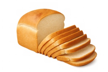 White bread loaf partially slicing, resting on transparent surface, presenting fresh bakery goodness for culinary moments