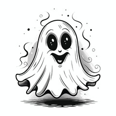 Happy Cartoon Ghost Halloween Illustration
