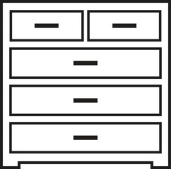 cupboard and cabinet interior furniture, outline icon set