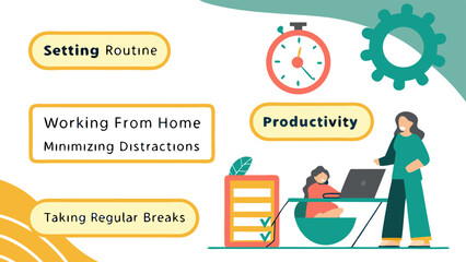 Achieving peak productivity while working from home by setting a routine minimizing distractions and taking regular breaks