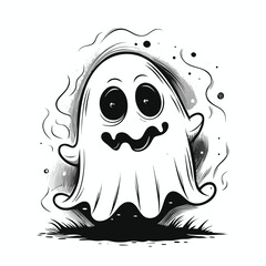 Adorable Cartoon Ghost - Spooky Fun Illustration