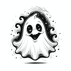 Adorable Cartoon Ghost - Spooky Fun Illustration