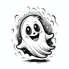Adorable Cartoon Ghost - Spooky Fun Illustration