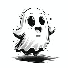 Adorable Cartoon Ghost - Spooky Fun Illustration