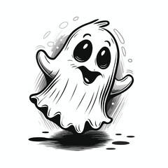 Adorable Cartoon Ghost - Spooky Fun Illustration