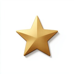 Obraz premium Golden Five Pointed Star on White Background