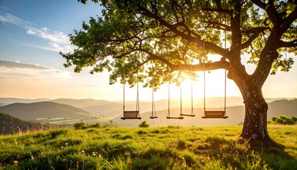Tree with swings hanging