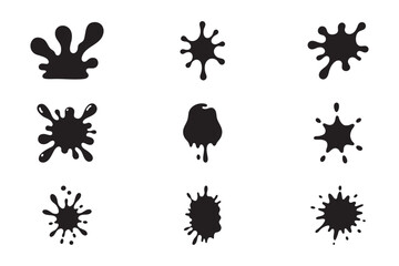 set of black ink splashes