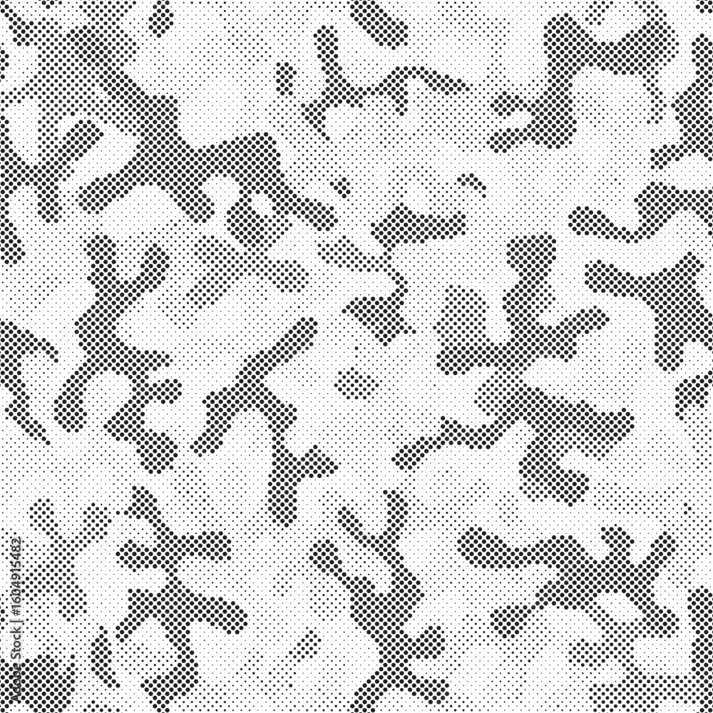 Aufkleber abstract halftone seamless camouflage pattern. repeating digital dotted hexagonal camo military text