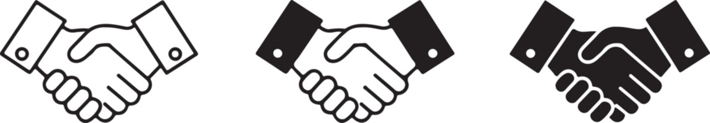 Obraz premium Handshake Icons in Black and White with Different Styles