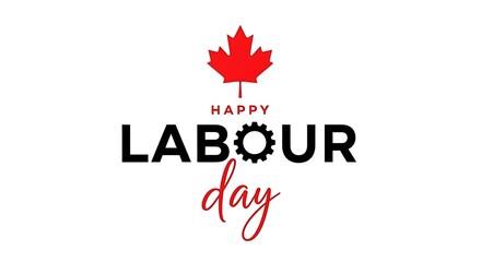 Happy Labour Day with Canadian Maple Leaf and Gear canadian holiday