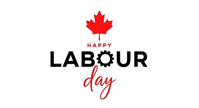 Happy Labour Day with Canadian Maple Leaf and Gear canadian holiday - Powered by Adobe