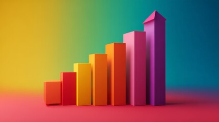 Colorful graph bars representing growth and progress in business metrics.