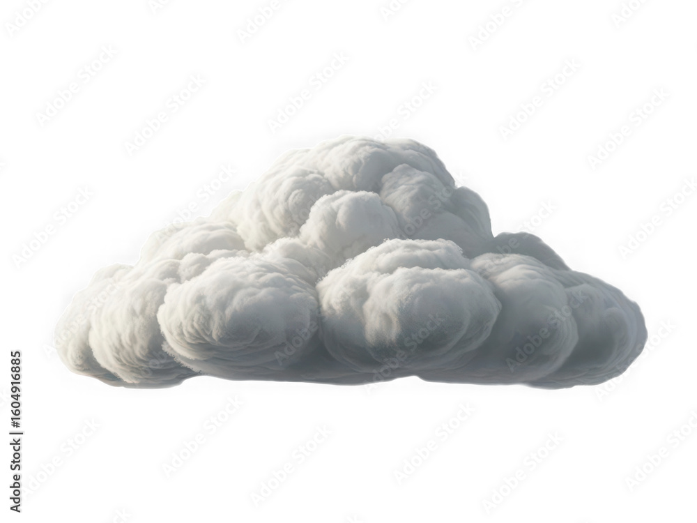Fototapete Realistic 3d rendered cumulus cloud floating isolated on a deep black background with soft lighting and subtle texture details