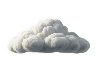 Realistic 3d rendered cumulus cloud floating isolated on a deep black background with soft lighting and subtle texture details