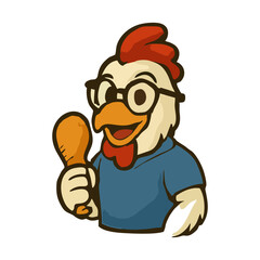 Energetic Cartoon Chicken Mascot Logo: Ideal Vector for Modern Poultry Branding and Restaurant Design